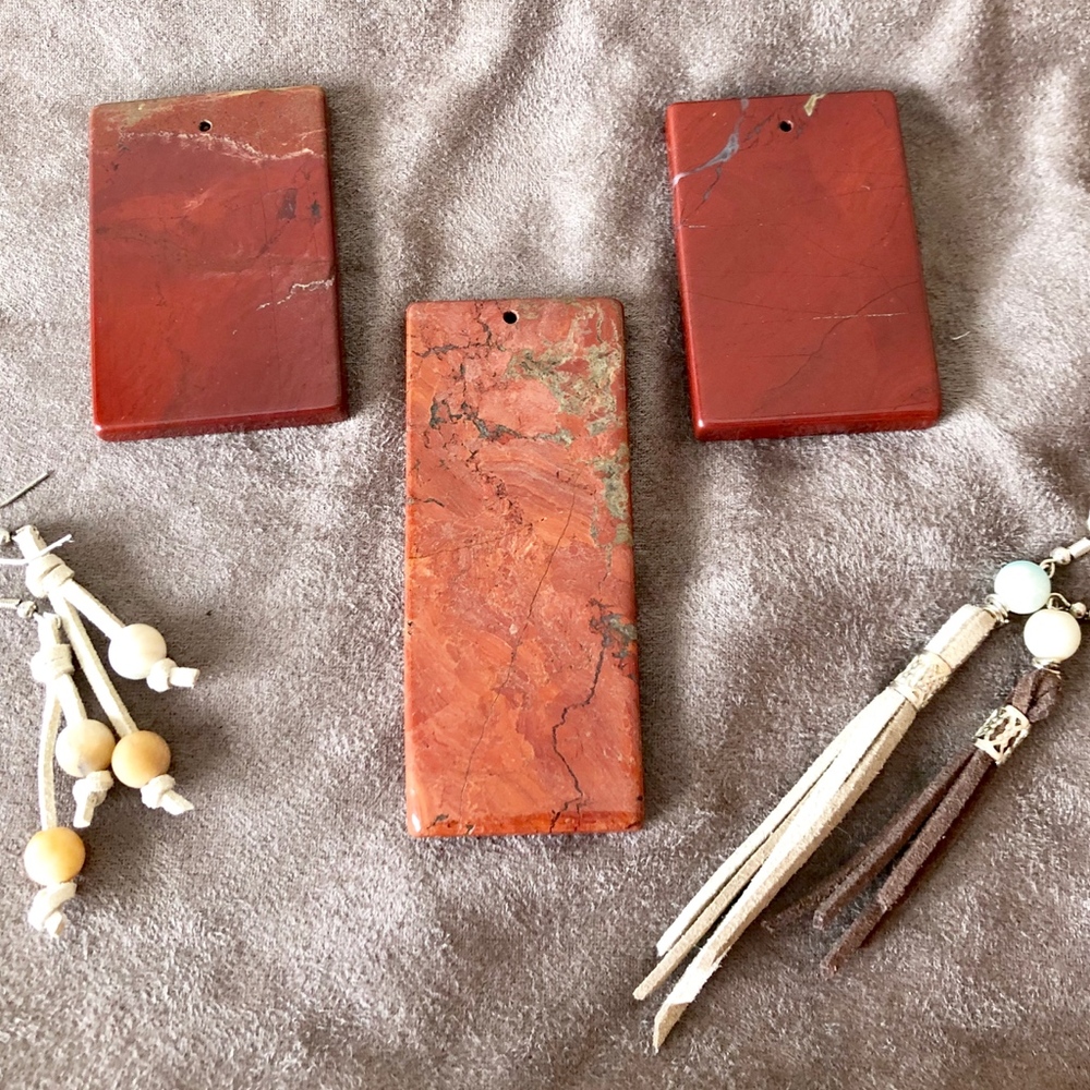 Red Jasper Rectangle Pendant Necklace - Picture 3 of 3